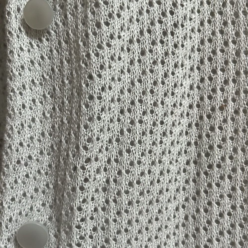 Nwt Talbots Open Stitch Light Gray Button Down Ca… - image 2